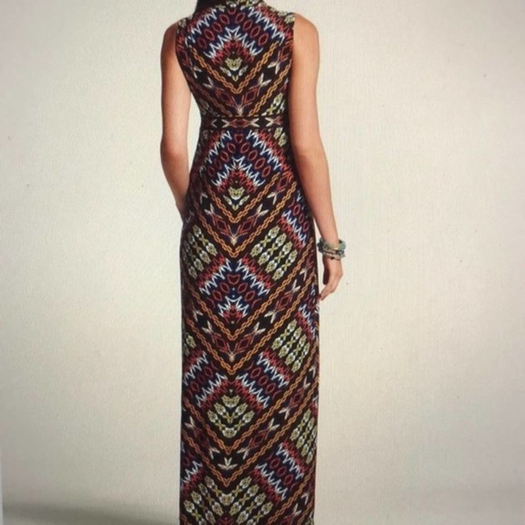 Chico's Jasmina Link Map‎ Chain Tribal Print Maxi Dress Empire waist medium - Picture 3 of 11